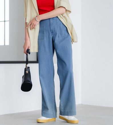 BELLUNA（ベルーナ）の「新感覚！メッシュデニムワイドパンツ（フルレングスパンツ）」