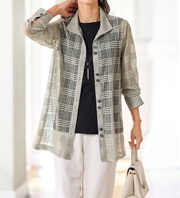 BELLUNA（ベルーナ）の「夏のお出かけにこれ一枚！シアーチェック素材ジャケット（その他ジャケット）」｜詳細画像