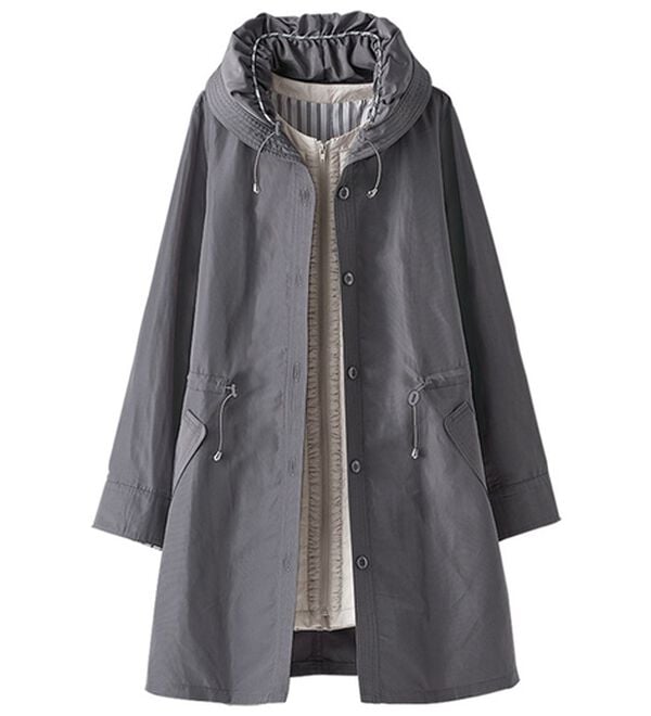 BELLUNA（ベルーナ）の「長期で活躍！おしゃれベスト付３ＷＡＹコート（ハーフコート）」｜チャコール