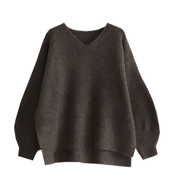 Pierrot（ピエロ）の「【洗濯機で洗える】ネックが選べるふんわりボリューム袖ニット（ニット・セーター）」｜詳細画像