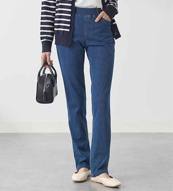 BELLUNA（ベルーナ）の「【選べる裏側】ぐん伸びニットデニムパンツ（フルレングスパンツ）」｜詳細画像