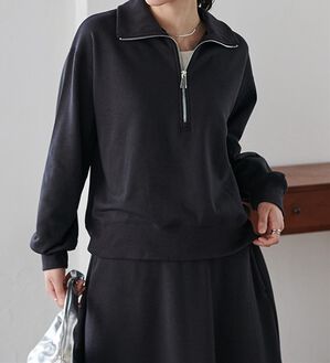 RANAN（ラナン）の「＜ＨＩＧＨ　ＳＰＥＣ＞毛玉になりにくい！ジップデザインセットアップ（セットアップ）」｜チャコール