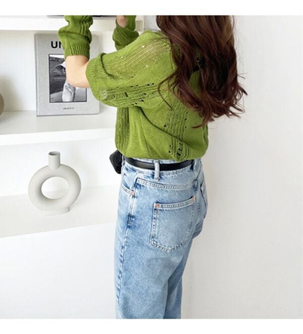 GeeRA（ジーラ）の「透かし編アームウォーマー付ニット（ニット・セーター）」｜詳細画像