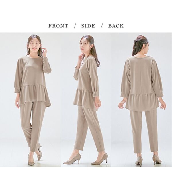 alotta（アロッタ）の「【２点セット】楽ちんキレイ見えパンツセットアップ（セットアップ）」｜詳細画像