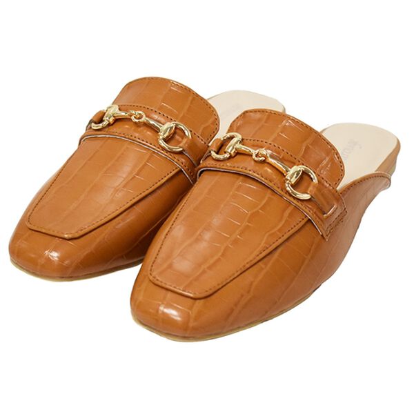 RANAN（ラナン）の「ビットデザインローファーミュール（サンダル・ミュール）」｜キャメルクロコ