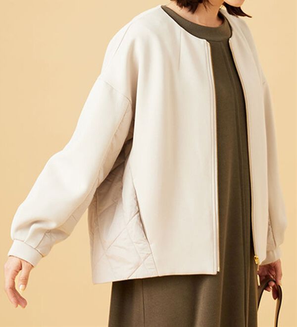BELLUNA（ベルーナ）の「中わたキルト切替ノーカラージャケット（ノーカラージャケット）」｜詳細画像