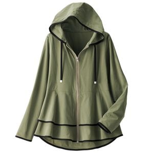 ルフラン（ルフラン）の「体型カバーに重宝！ペプラム切替えパーカー（ブルゾン）」｜カーキ