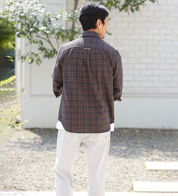 「＜アーノルド　パーマー＞シアサッカーデザインシャツ（長袖・７分袖）（メンズシャツ）」｜詳細画像