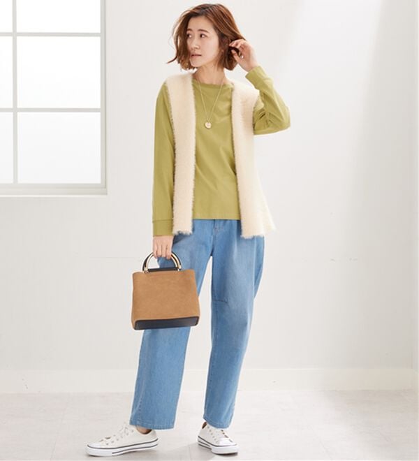 BELLUNA（ベルーナ）の「綿１００％大人顔サマ見え裾タックデザインプルオーバー（カットソー）」｜詳細画像