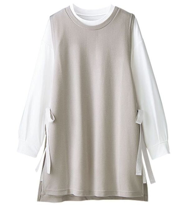 BELLUNA（ベルーナ）の「あぜ素材サイドリボン使いベストアンサンブル（アンサンブル）」｜詳細画像