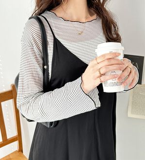 GeeRA（ジーラ）の「シアーボーダーカットソートップス（カットソー）」｜オフホワイト系