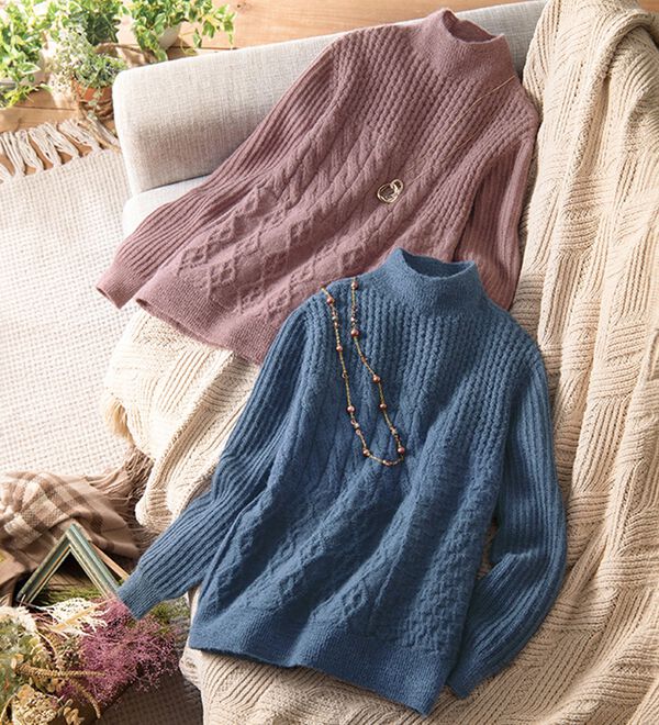 ルフラン（ルフラン）の「日本製ベビーアルパカ１００％編地セーター（ニット・セーター）」｜詳細画像