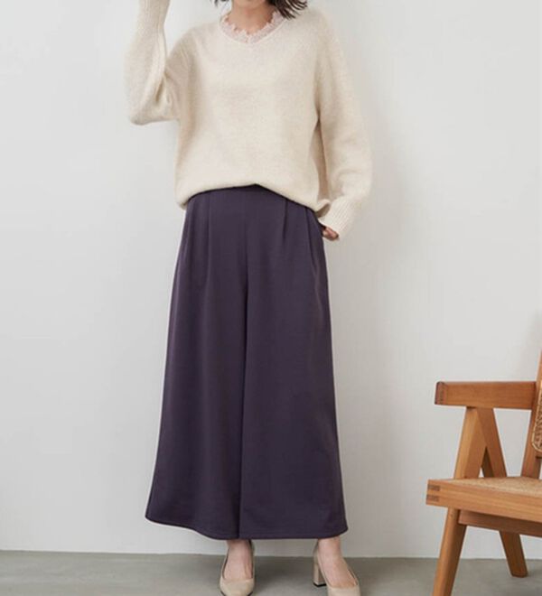 RANAN（ラナン）の「柔らかあったか！裏起毛ロングフレアガウチョパンツ（フルレングスパンツ）」｜詳細画像