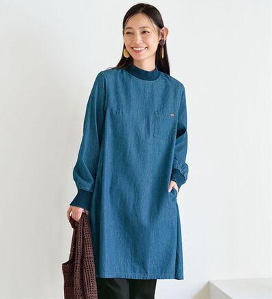 BELLUNA（ベルーナ）の「＜＆ｃｏｃｏｃｈｉ＞デニム素材リブ使いチュニック（チュニック）」