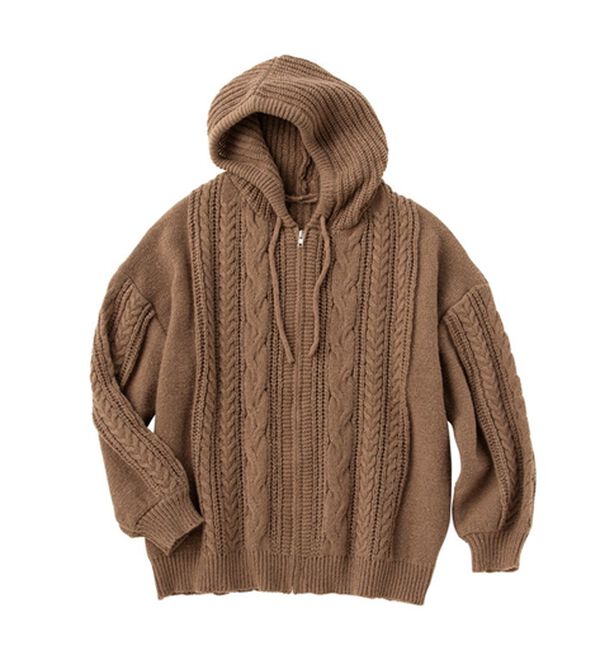 Viola e Viola（ヴィオラ エ ヴィオラ）の「ゆるっとあったかケーブルニットパーカー（パーカー）」｜詳細画像