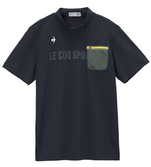 「＜ルコック＞ポケット付き半袖モックネックシャツ（メンズシャツ）」｜ネイビー