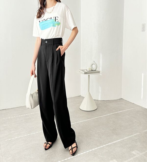 GeeRA（ジーラ）の「ハイウエストスラックスパンツ（ワイドパンツ・ガウチョ）」｜詳細画像