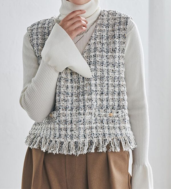 RANAN（ラナン）の「ツイードショートベスト（ベスト）」｜詳細画像