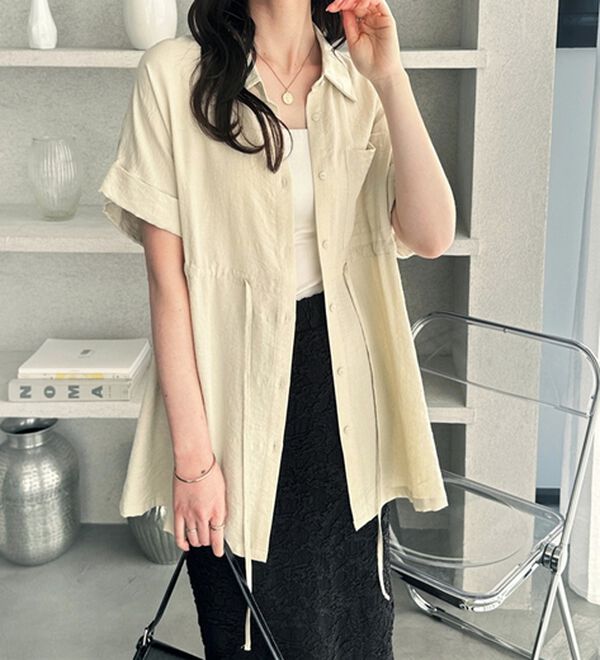 GeeRA（ジーラ）の「２ｗａｙウエストリボンシャツチュニック（チュニック）」｜詳細画像