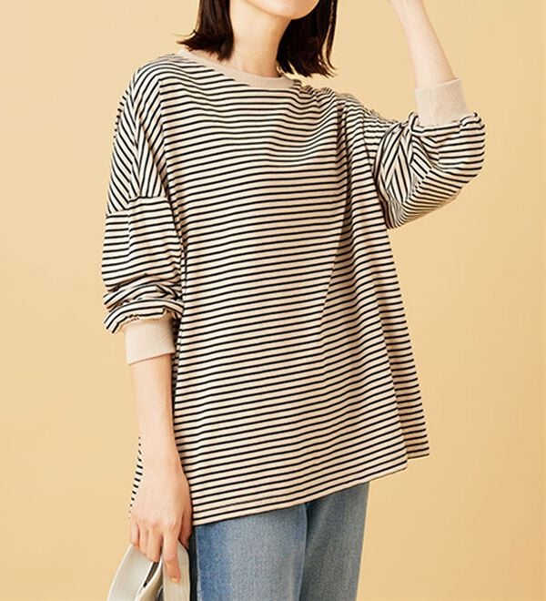 BELLUNA（ベルーナ）の「ゆったり体型カバー！ボーダープルオーバー（カットソー）」｜詳細画像