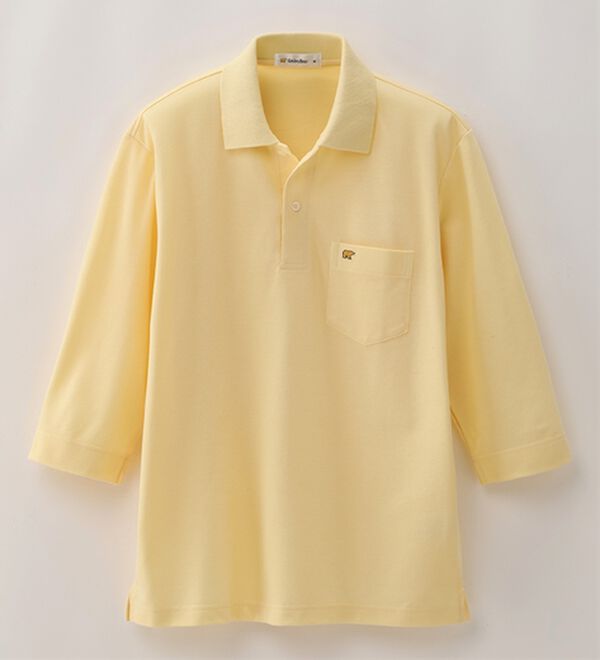「＜ゴールデンベア＞上質国産ポロシャツ　選べる袖丈（半袖・７分袖）（メンズシャツ）」｜クリーム(7分袖)