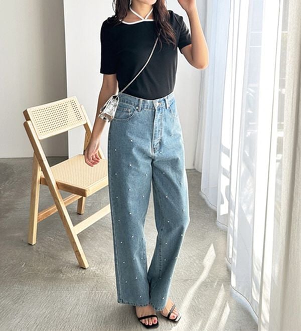 GeeRA（ジーラ）の「ホルターネック配色リブカットソー（カットソー）」｜詳細画像