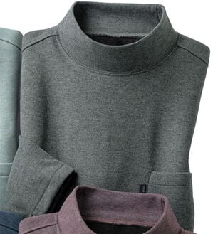 「カシミヤタッチハイネックＴシャツ（メンズＴシャツ）」｜チャコール