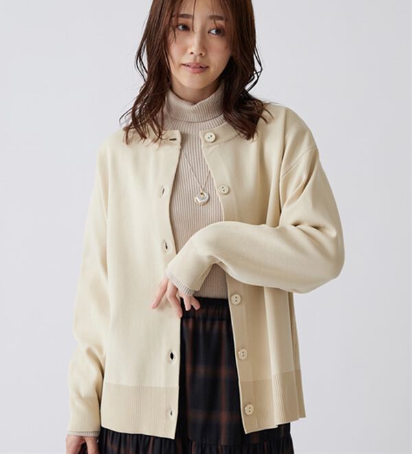 BELLUNA（ベルーナ）の「《快適Ｌａｂ．》洗える！軽い！配色使いニットカーディガン（ニットカーディガン）」｜詳細画像