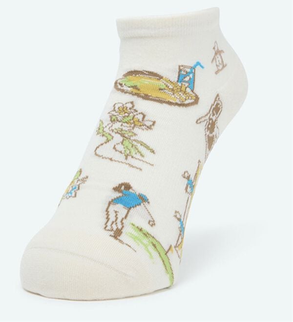 「＜マンシングウェア＞【ＤＥＯＳＣＲＥＥＮ】アンクル丈ジャガードソックス（メンズ靴下・タイツ）」｜ベージュ