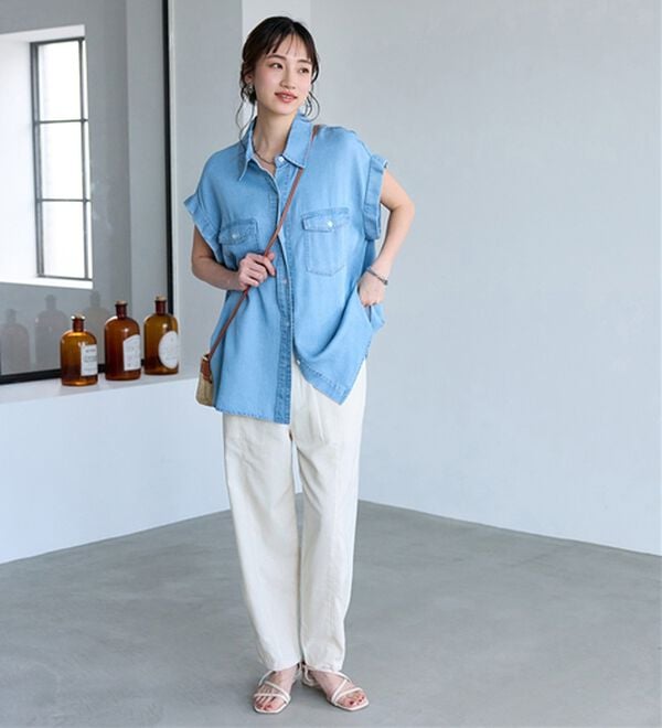 BELLUNA（ベルーナ）の「レーヨン麻入りゆったりワイドパンツ（フルレングスパンツ）」｜詳細画像