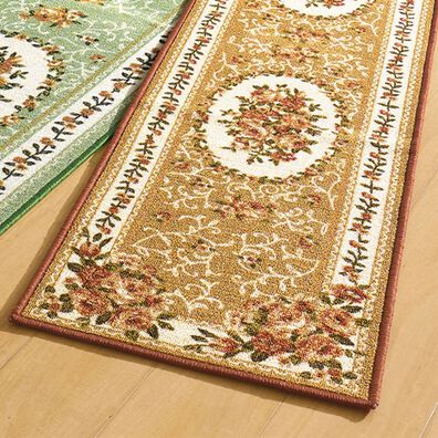 「ブーケ柄のはっ水加工キッチンマット（キッチンマット）」