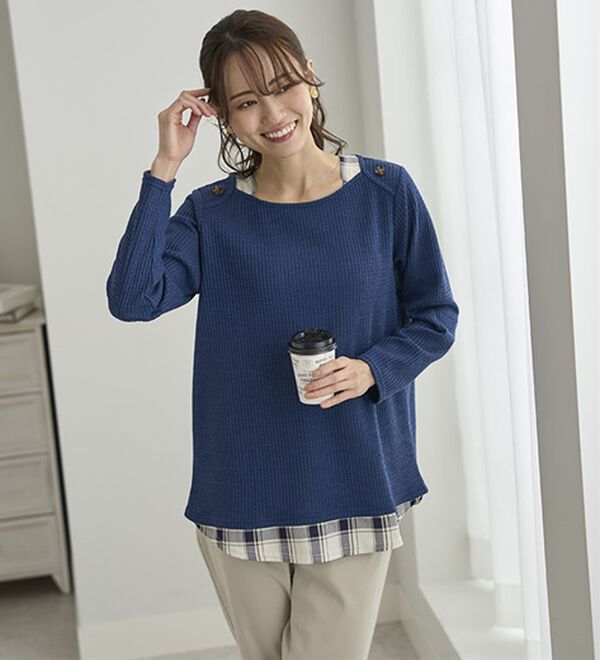 BELLUNA（ベルーナ）の「異素材重ね着風チュニック（チュニック）」｜詳細画像