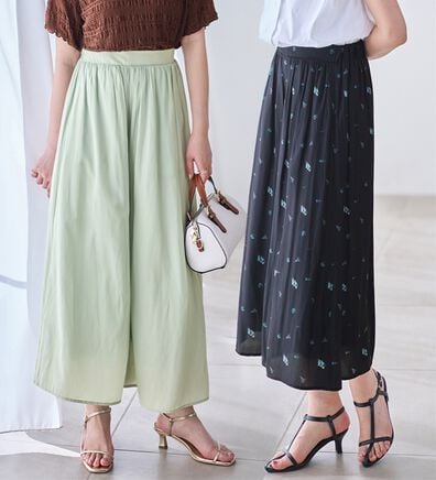 alotta（アロッタ）の「【選べる２丈】ひんやり！さらさら上品サテンワイドパンツ（ワイドパンツ・ガウチョ）」