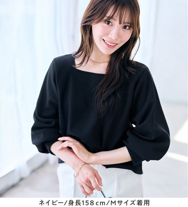 alotta（アロッタ）の「大人上品スクエアネックパフ袖裏起毛ブラウス（カットソー）」｜詳細画像