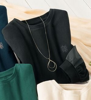 ルフラン（ルフラン）の「毎日が素敵。異素材使いプルオーバー（カットソー）」｜チャコール