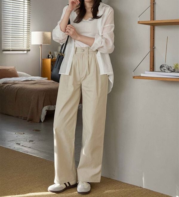 CHAN ME（チャンミ）の「ツーストラップコットンワイドパンツ（ワイドパンツ・ガウチョ）」｜詳細画像