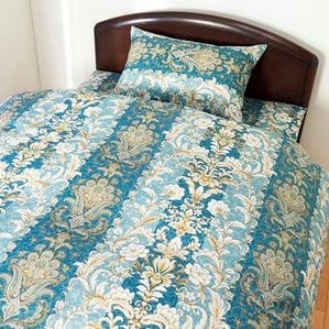 「綿１００％高級柄布団カバー（敷布団カバー・シーツ）」｜ブルー