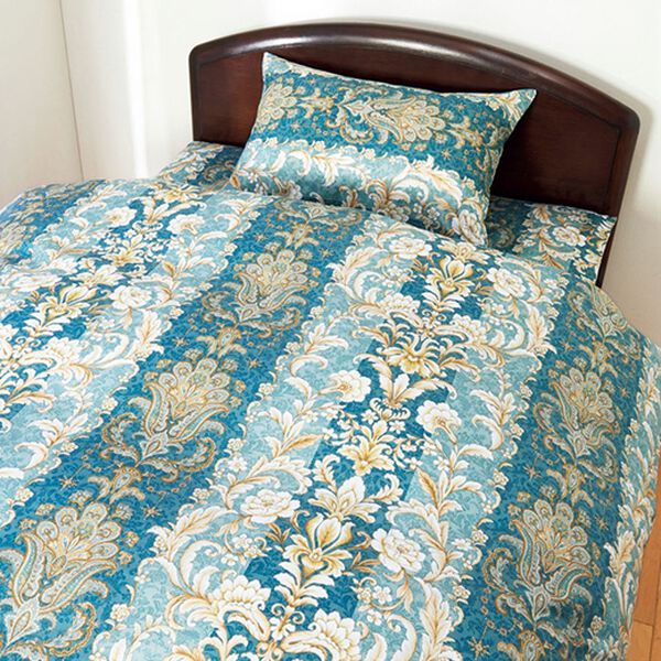 「綿１００％高級柄布団カバー（敷布団カバー・シーツ）」｜ブルー