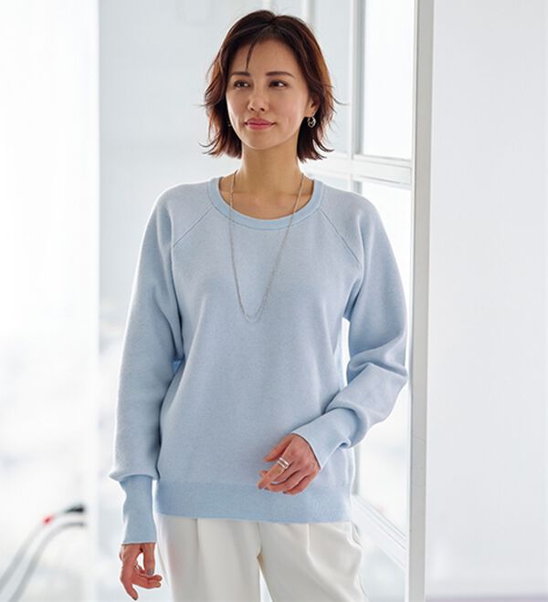 BELLUNA（ベルーナ）の「トレーナー感覚！きれいめカジュアルさんのためのニットトレーナー（ニット・セーター）」｜詳細画像