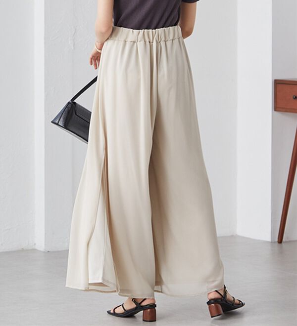 RANAN（ラナン）の「ひんやり！サイドスリットシフォンパンツ（フルレングスパンツ）」｜詳細画像