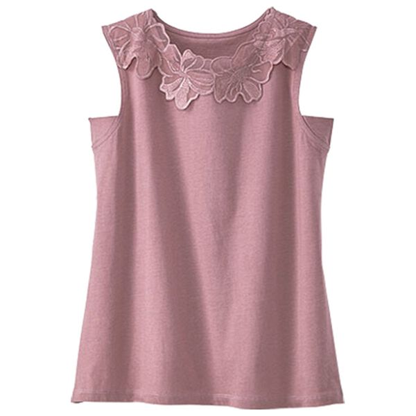 BELLUNA（ベルーナ）の「綿１００％脇汗対策フラワーレースタンクトップ（タンクトップ・キャミソール）」｜詳細画像