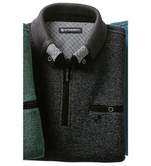 「＜ニコル　モリソン＞暖か衿デザイントレーナー　お洒落衿（メンズトレーナー）」｜チャコール(お洒落衿)