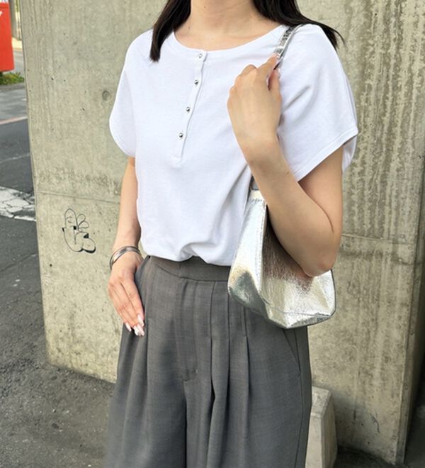 GeeRA（ジーラ）の「綿１００％前後２ＷＡＹシルケットフレンチスリーブカットソー（Tシャツ）」｜詳細画像