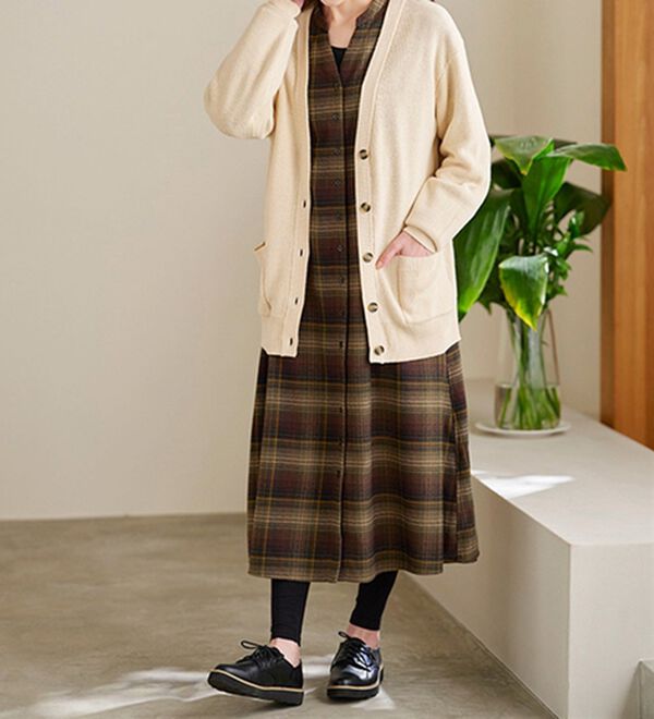 BELLUNA（ベルーナ）の「ハピネスコットン１００％あぜ編カーディガン（ニットカーディガン）」｜詳細画像