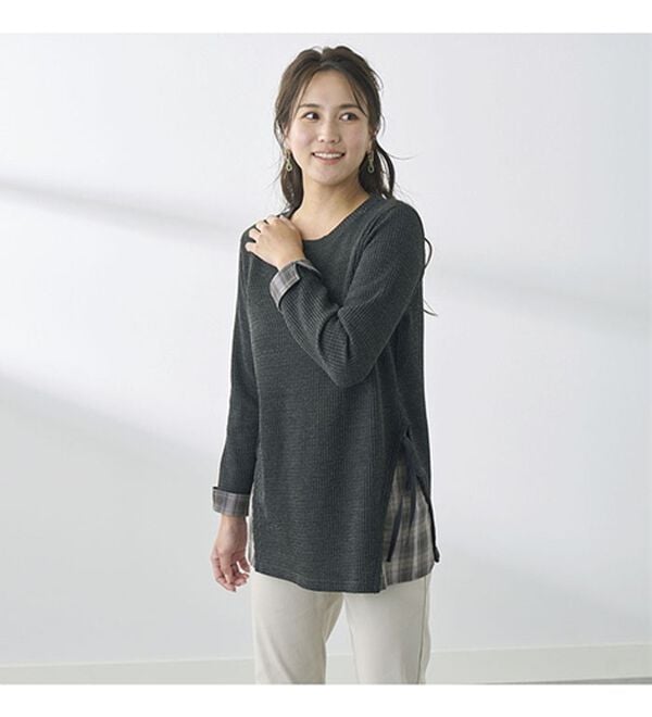 BELLUNA（ベルーナ）の「異素材重ね着風チュニック（チュニック）」｜詳細画像