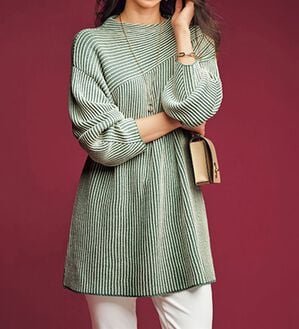 BELLUNA（ベルーナ）の「ストライプジャカード切替チュニック（チュニック）」｜詳細画像