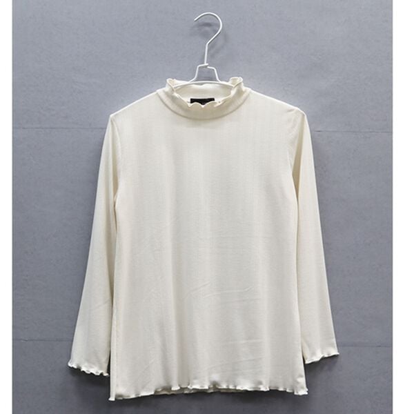 「ミニケーブル柄ハイネックプルオーバー（カットソー）」｜アイボリー