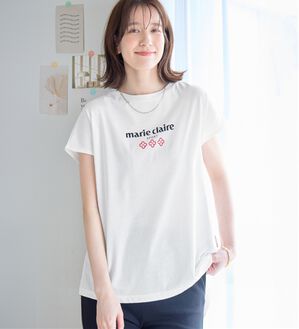 alotta（アロッタ）の「【マリクレール・スポーツ】モックネックギャザーＴシャツ（Tシャツ）」｜オフホワイト