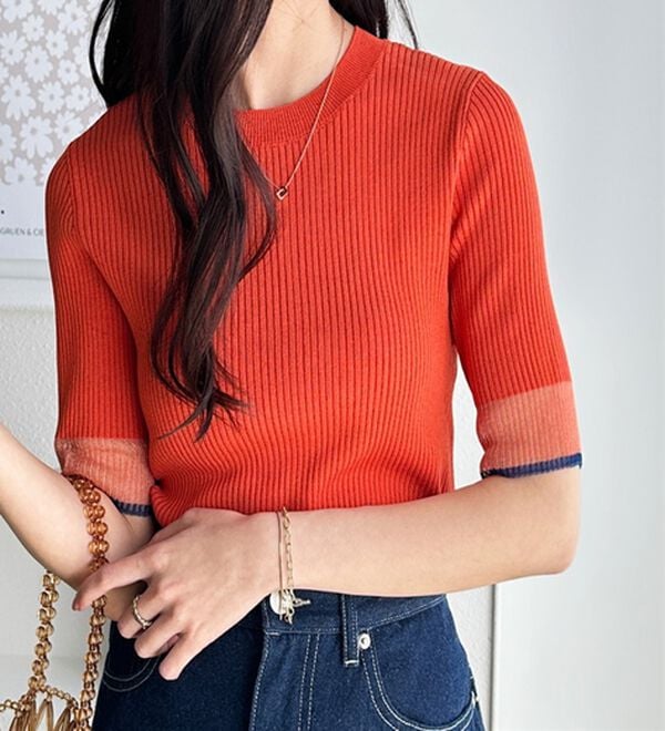 GeeRA（ジーラ）の「『ドラマ着用商品』 袖口シアーリブニット（ニット・セーター）」｜詳細画像