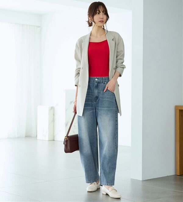 BELLUNA（ベルーナ）の「オシャレに見えるカーブデニムパンツ（ワイドパンツ・ガウチョ）」｜詳細画像